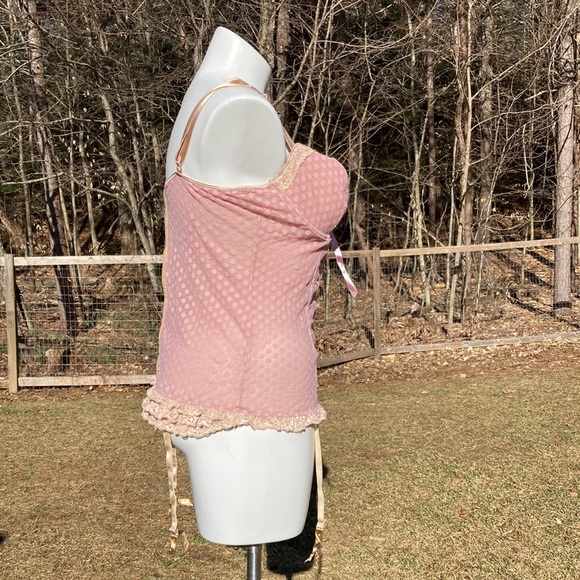 Torrid pink dots over nude corset style lingerie with garters size 44D, 2X - Picture 5 of 6